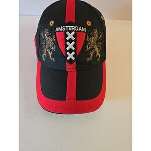 Amsterdam Coat of Arms Embroidered Hat by Fox Originals Adj Strap Red/Black